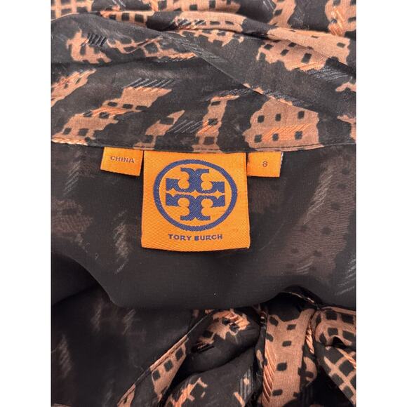 Tory Burch Blouse 8 Womens Silk Tie Neck Long Sleeve Top - Picture 7 of 9